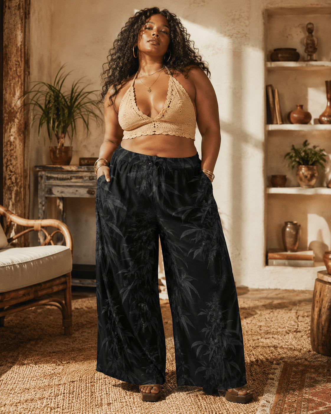 Black Widow Wide-Leg Pants Artsadd