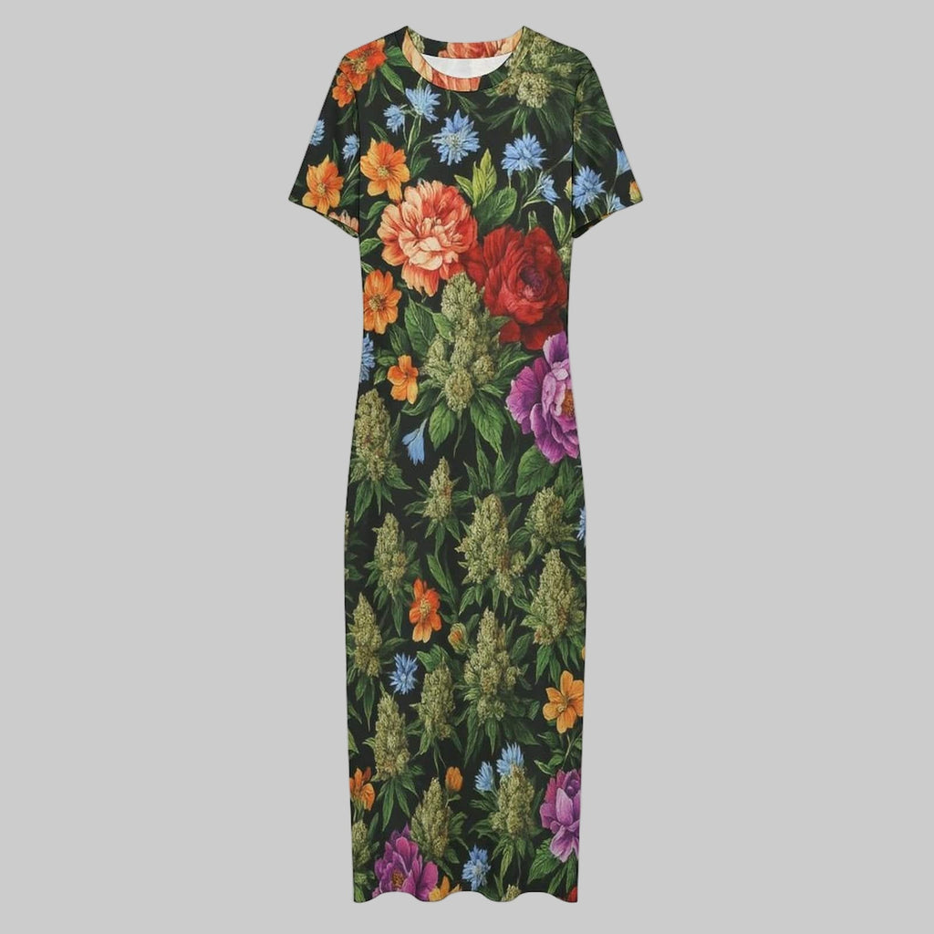 Bloom Bodycon Maxi Plus Dress — flat lay front