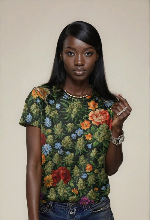Jane Dope Bloom Cotton T — floral bloom print women's cotton tee