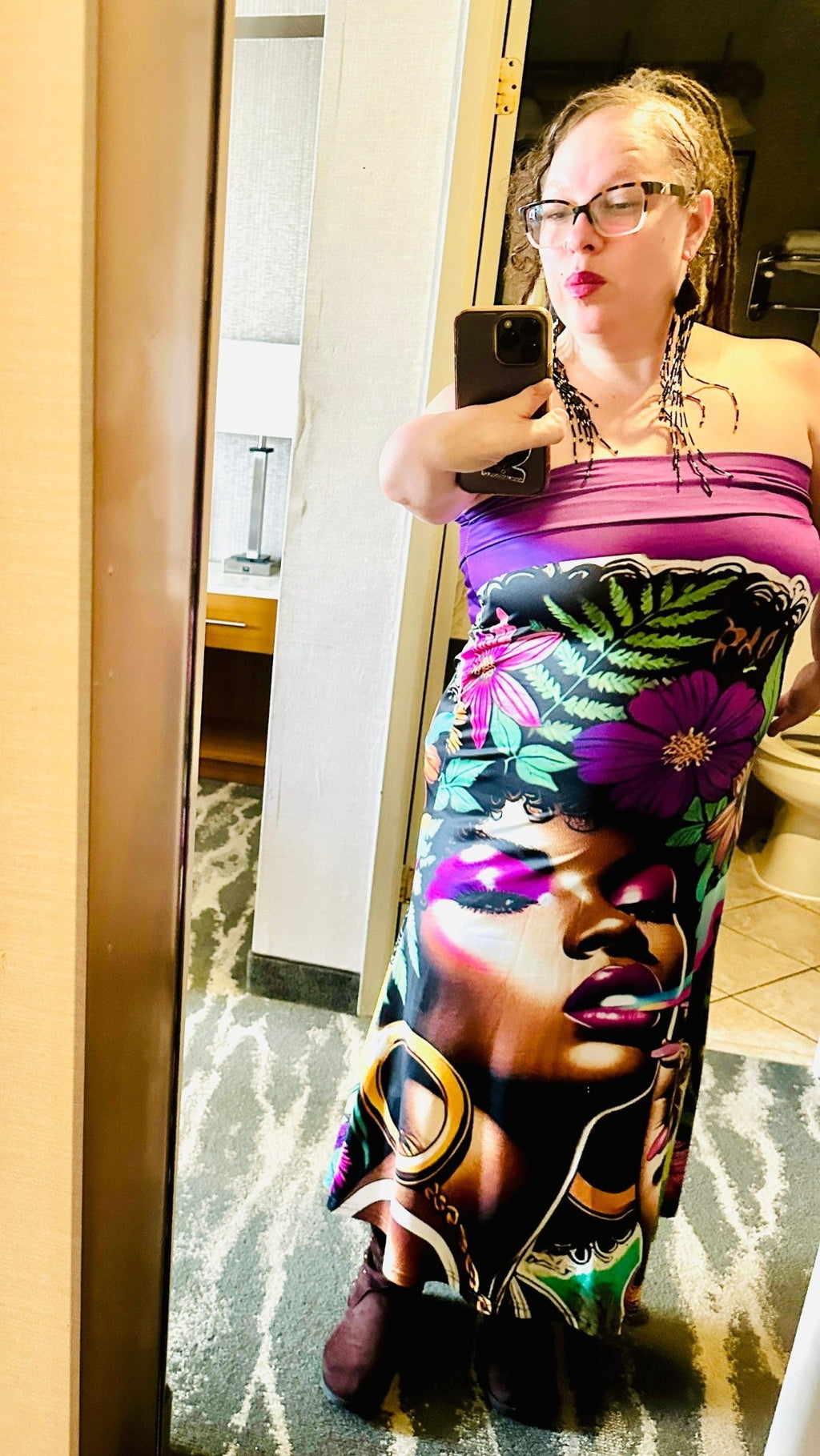 Bloom floral print fishtail skirt dress, hem and print detail close-up