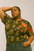 Jane Dope Bloom Plus Cotton T — floral bloom print plus-size women's cotton tee