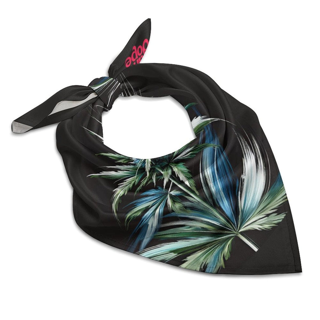 Blue dream floral print scarf in white, flat lay