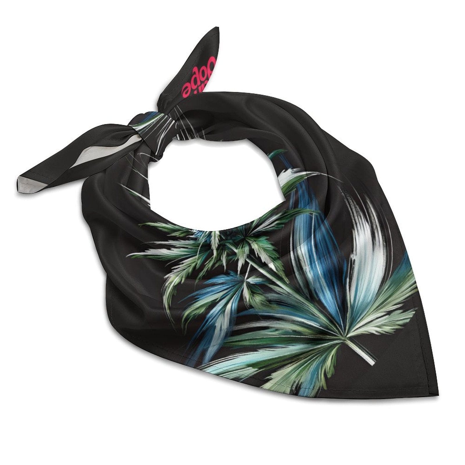 Blue dream floral print scarf in white, flat lay