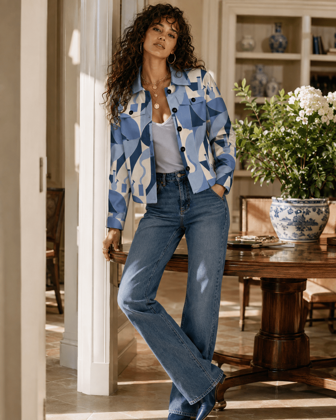 Bongy Denim Look Fall Cropped Shirt Jacket - JANE DOPE