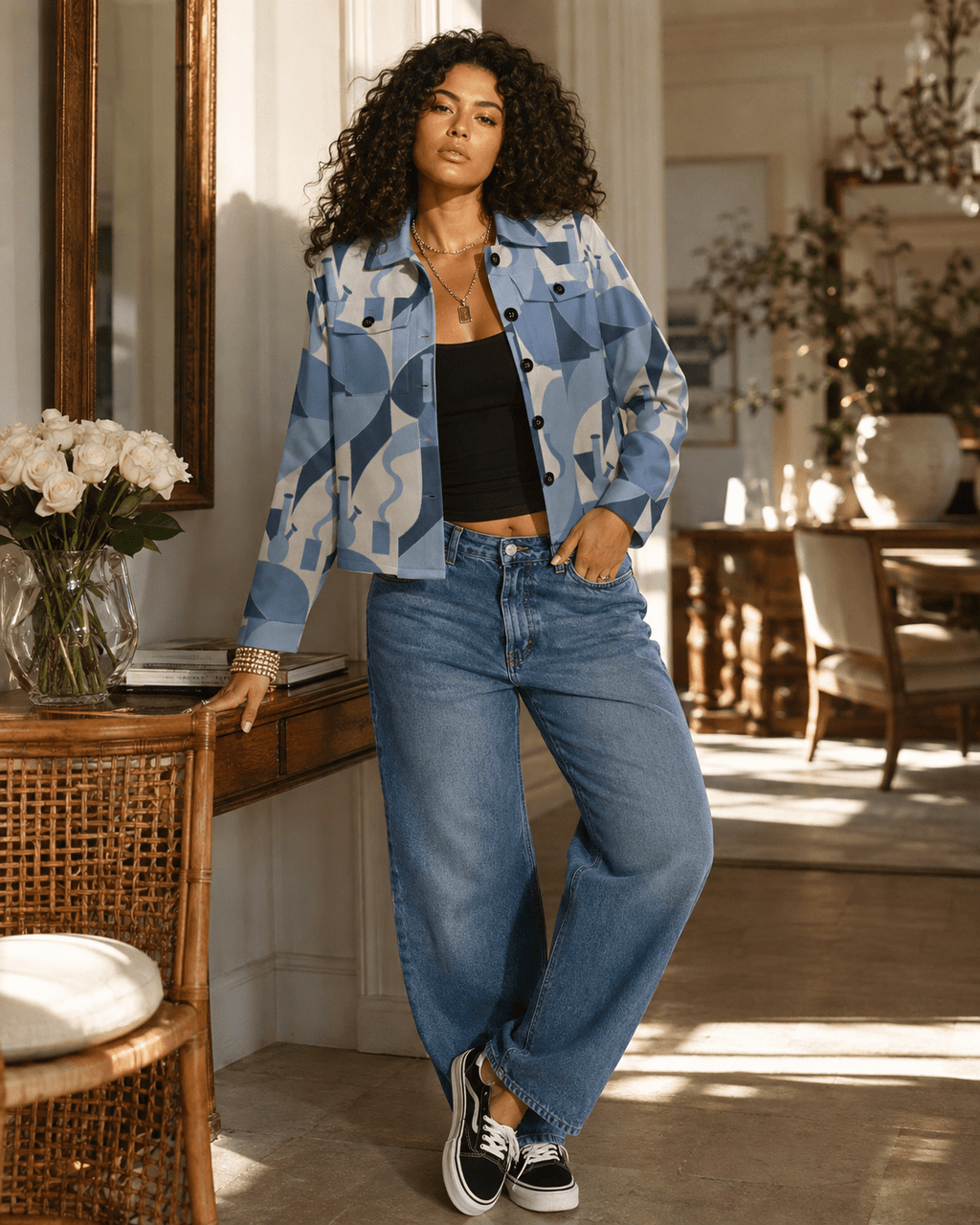 Bongy Denim Look Fall Cropped Shirt Jacket - JANE DOPE