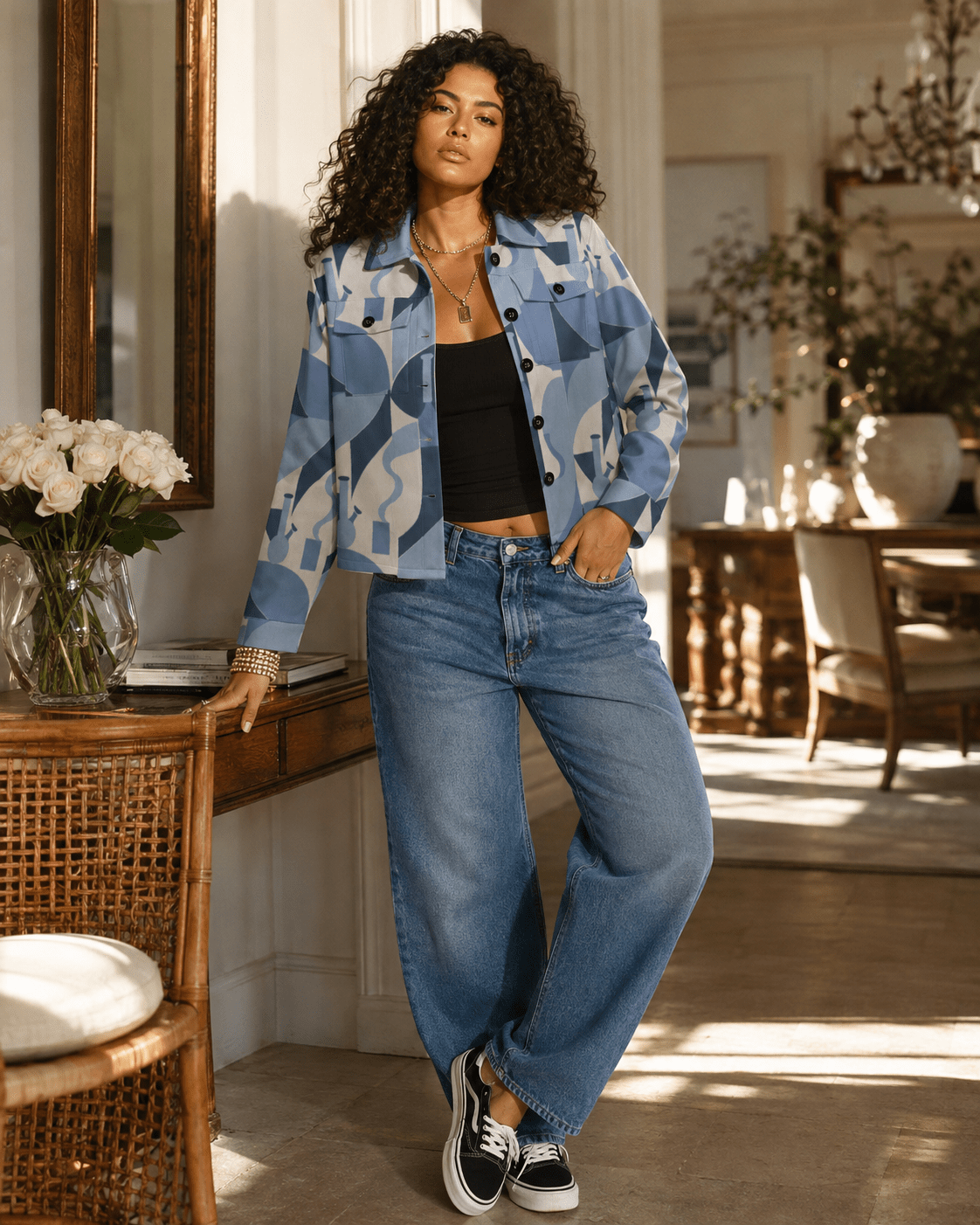 Bongy Denim Look Fall Cropped Shirt Jacket - JANE DOPE