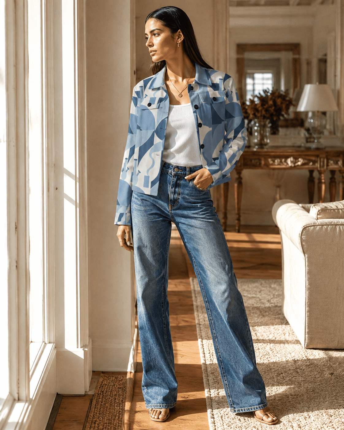 Bongy Denim Look Fall Cropped Shirt Jacket - JANE DOPE