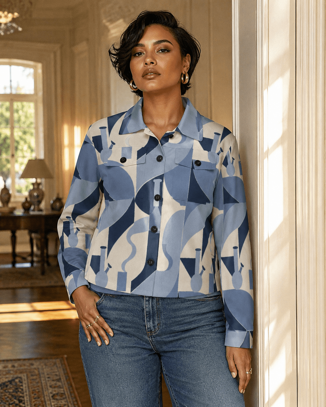 Bongy Denim Look Fall Cropped Shirt Jacket - JANE DOPE
