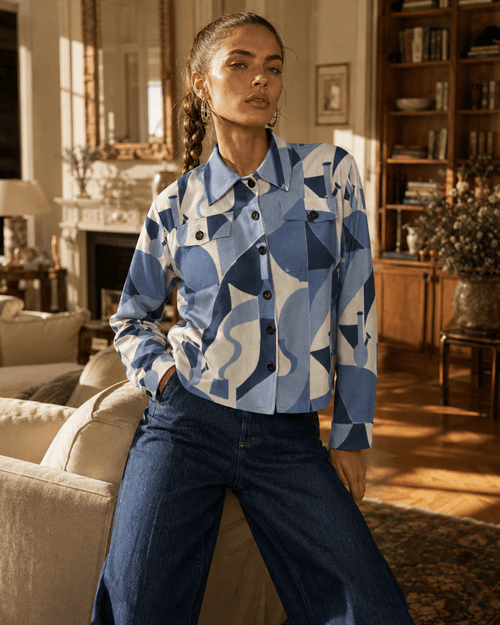 Bongy Denim Look Fall Cropped Shirt Jacket - JANE DOPE