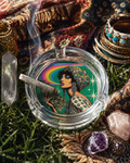 Jane Dope bud-shaped glass ashtray, front view