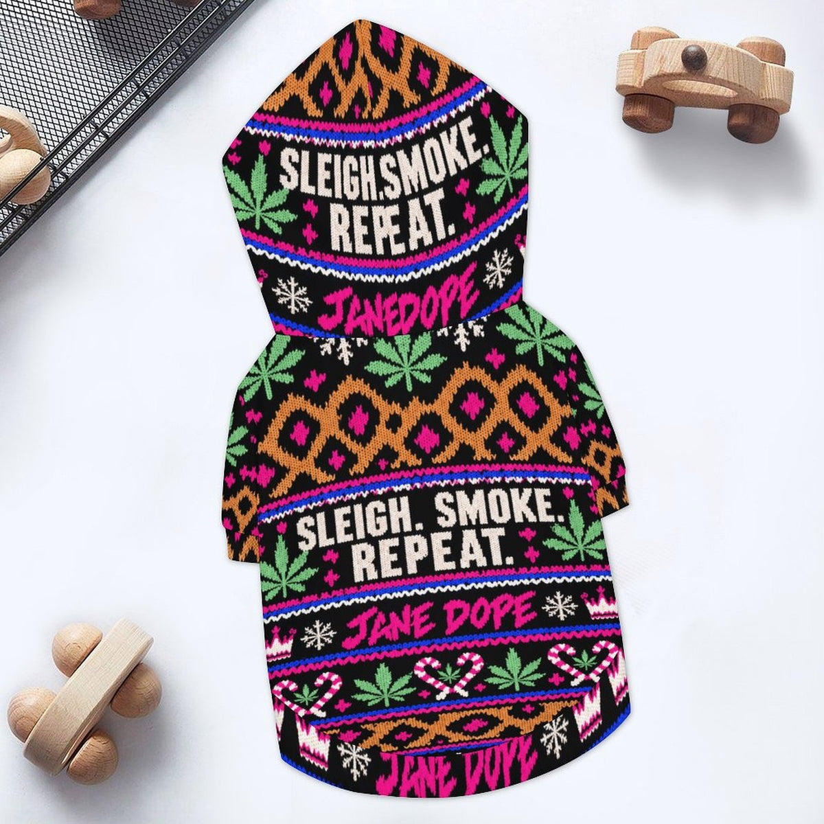 Sleigh Smoke Repeat Large Dog Hoodie