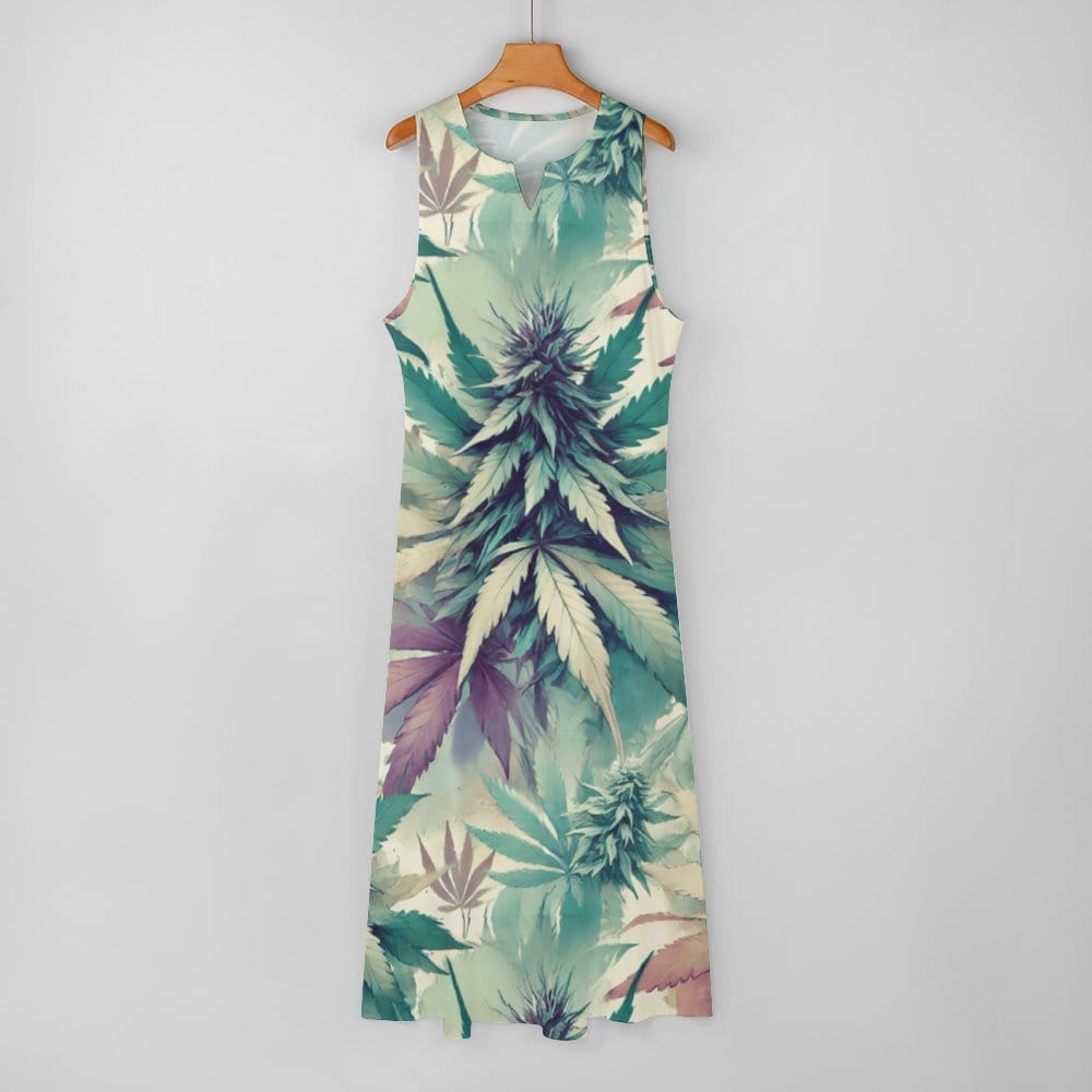 Cola Love graphic print long pocket dress, flat lay front