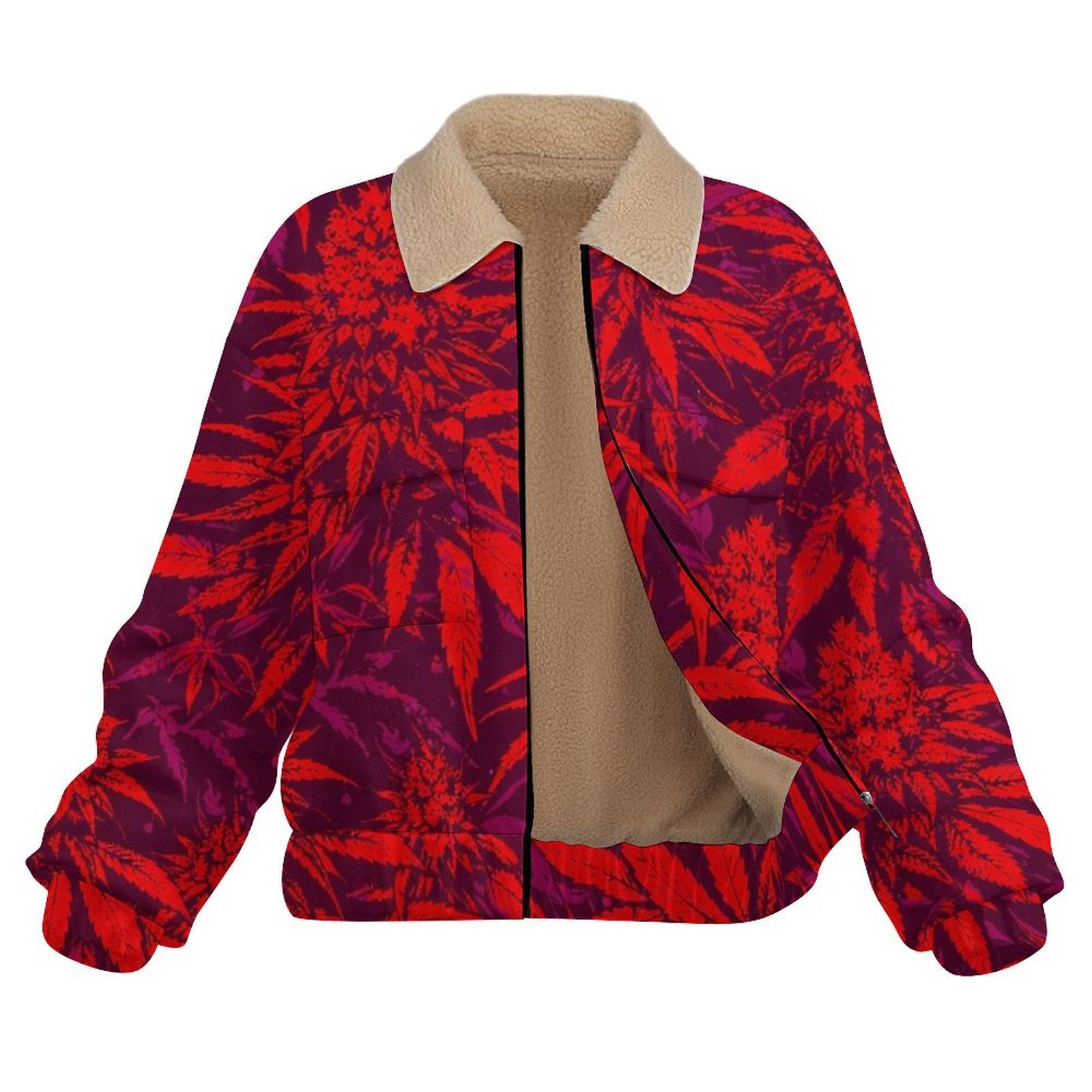 Double zipper jacket Women's Patch Pocket Fleece Jacket