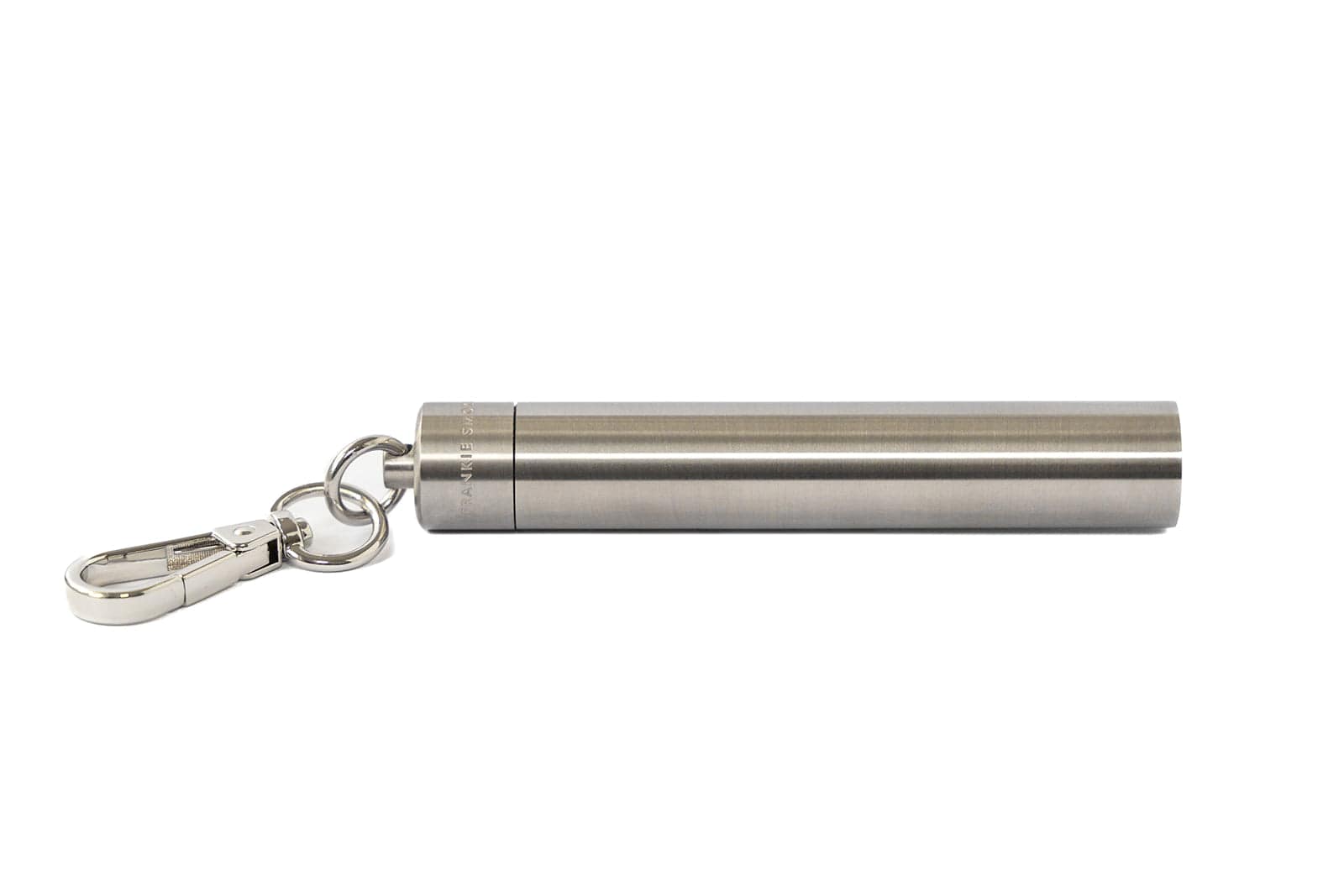 Brushed silver doob tube keychain, product shot