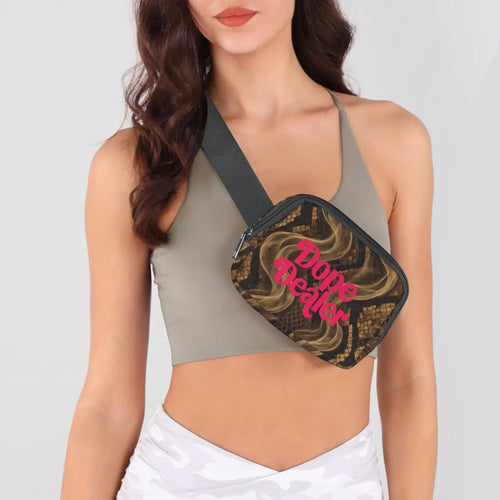 Jane Dope snake skin print DOPE DEALER belt bag fanny pack, front view