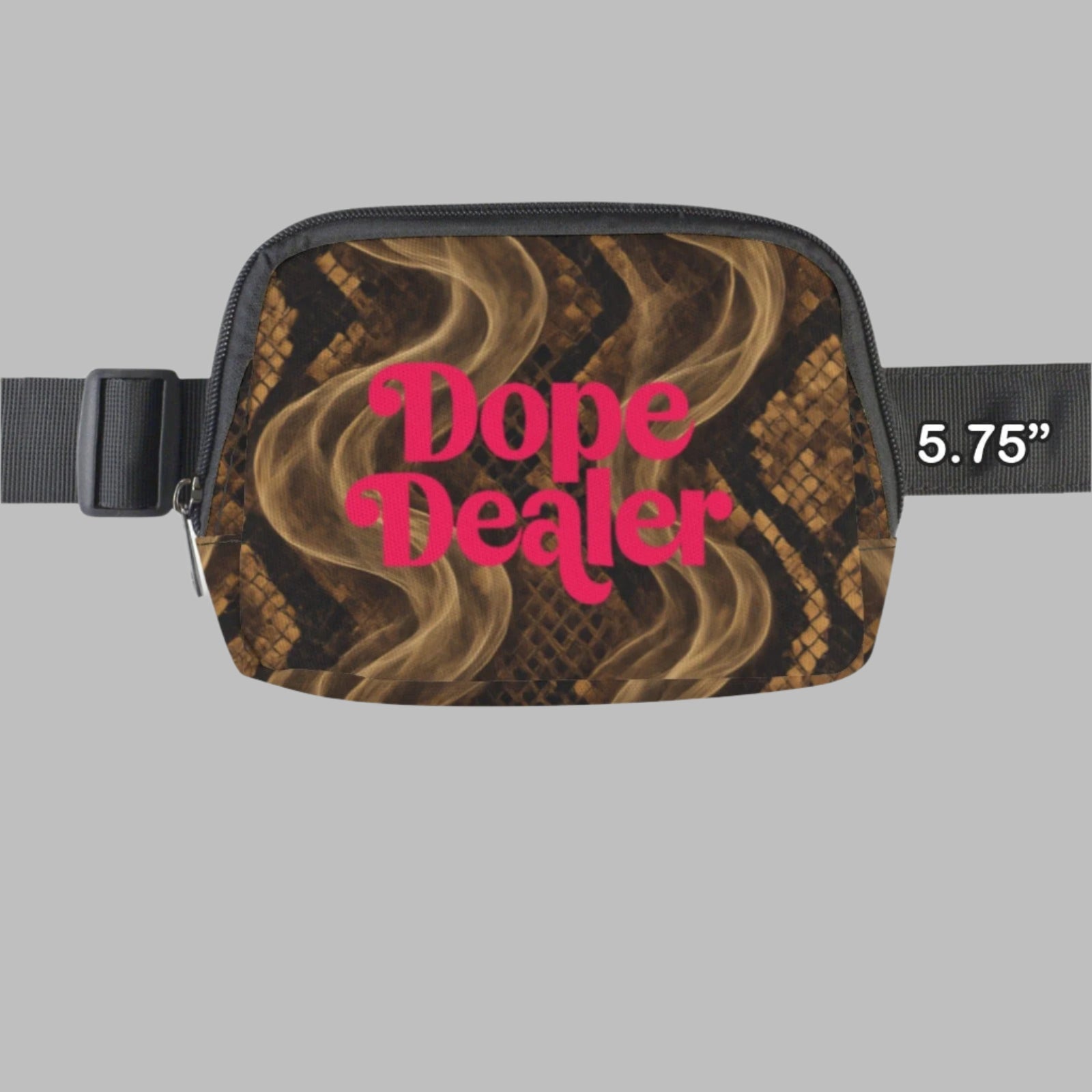 Snake skin print belt bag, open interior view