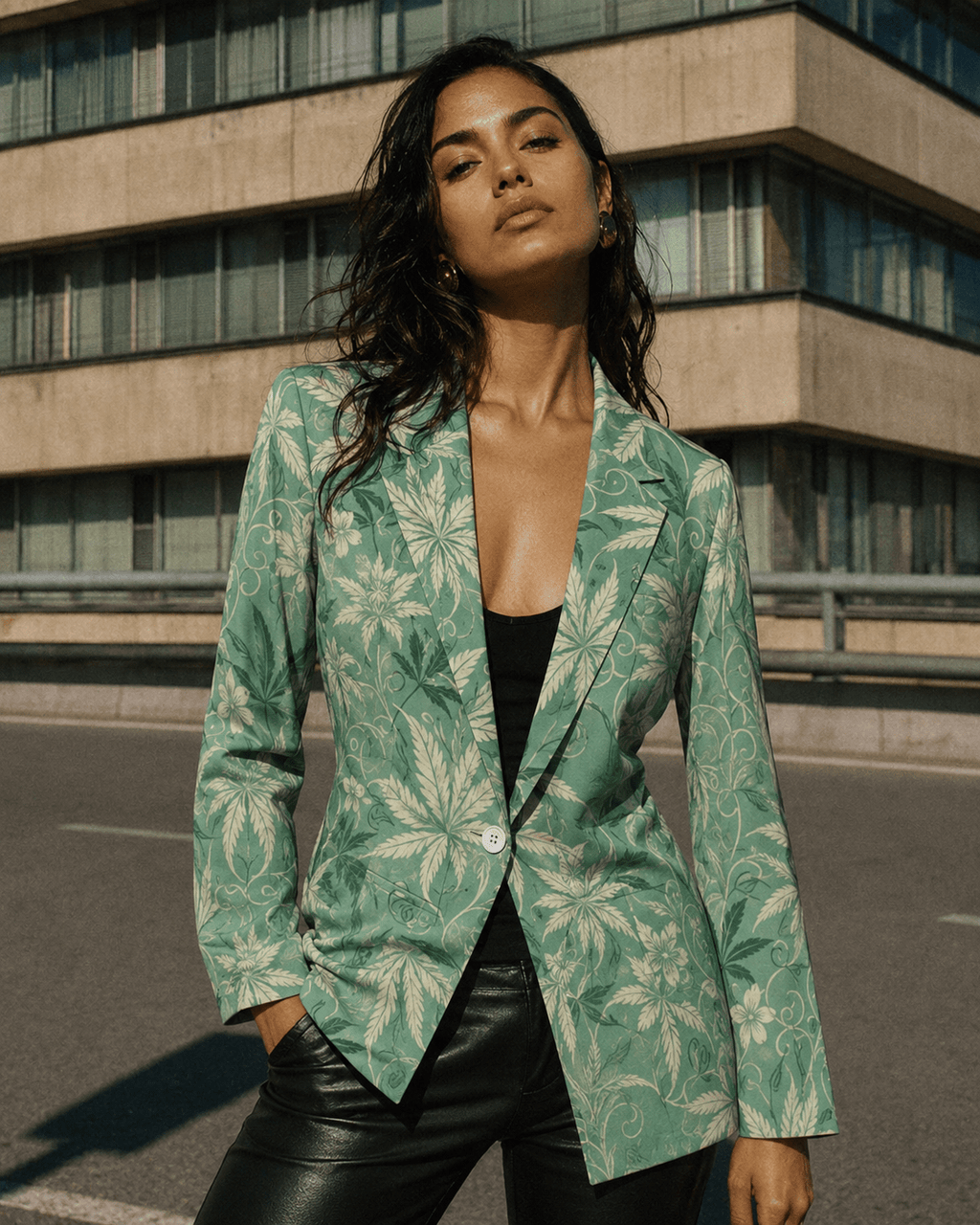 Durban all-over print shirt blazer, open showing lining detail