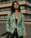 Durban all-over print shirt blazer, open showing lining detail