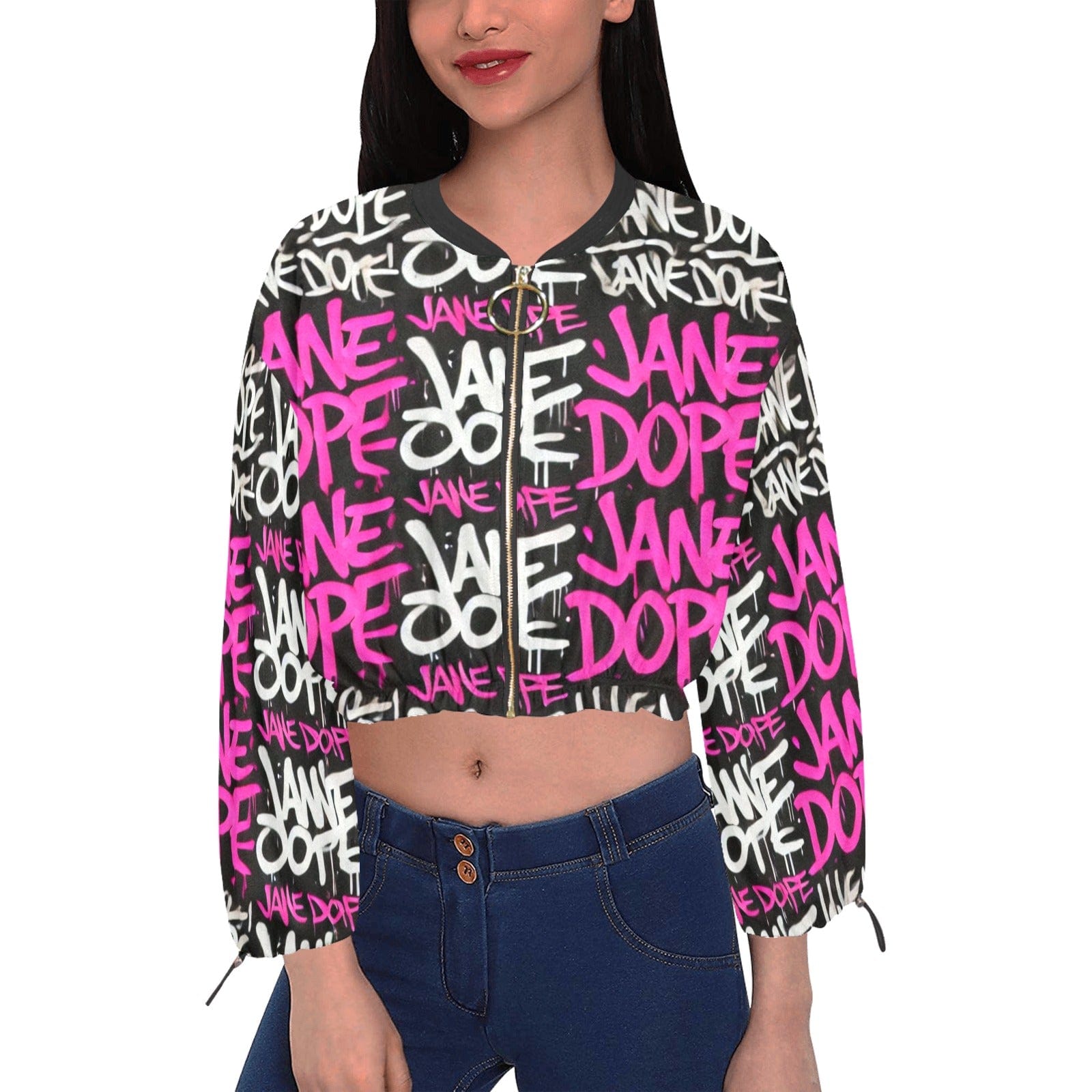 Dank Cropped Jacket All Over Print Cropped Jacket for Women (H30)