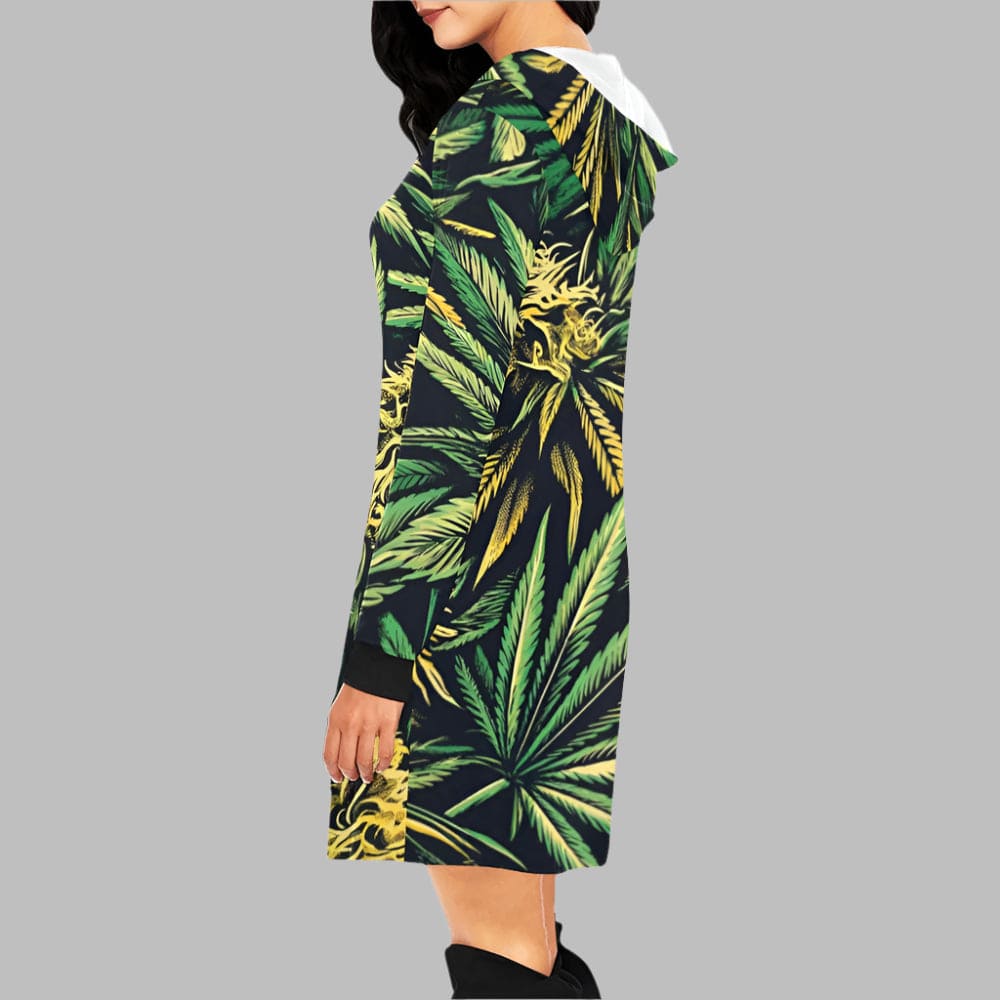 Big Buds Hoodie Mini All Over Print Hoodie Mini Dress (H27)