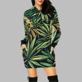Big Buds Hoodie Mini All Over Print Hoodie Mini Dress (H27)