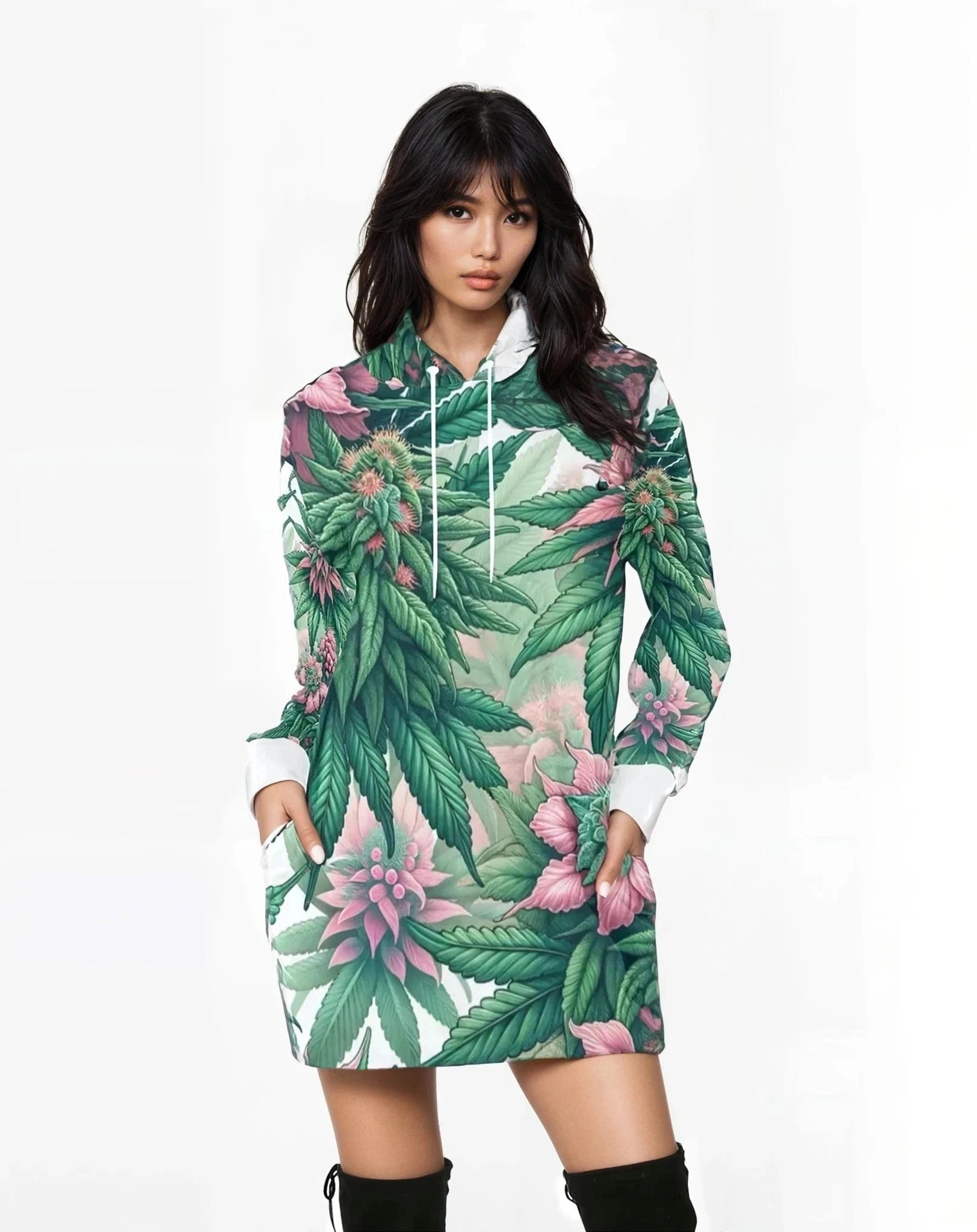 Pink Haze Hoodie Mini Dress All Over Print Hoodie Mini Dress (H27)