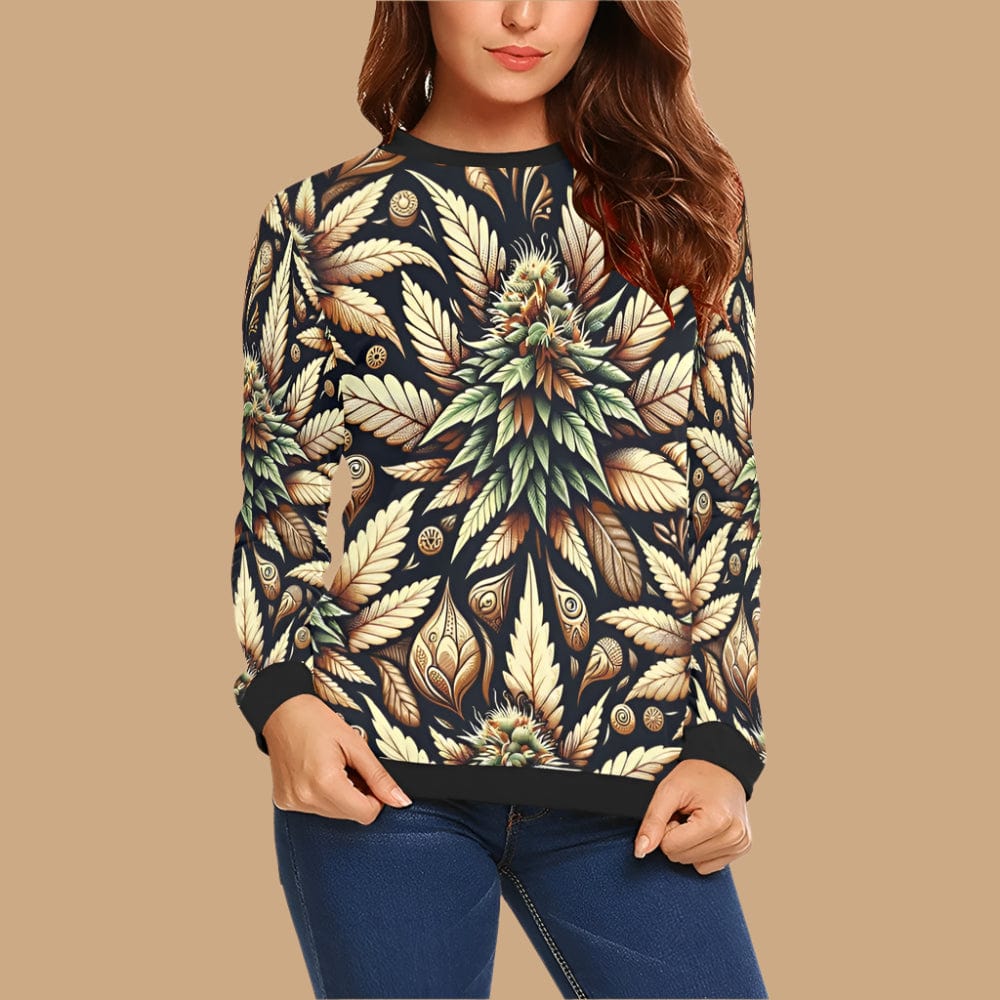 Batik Buds Crewneck Crewneck Sweatshirt for Women (H18)