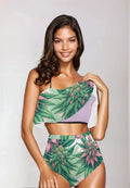 Pink Haze Ruffle Bikini High Waisted Flounce Bikini Set (S13)