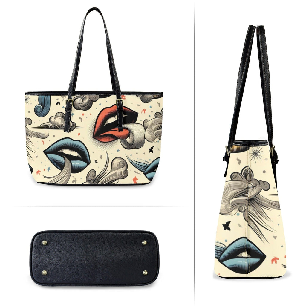 BOUJIE Leathery Tote Leather Tote Bag-L (F&B Printing) (1651)