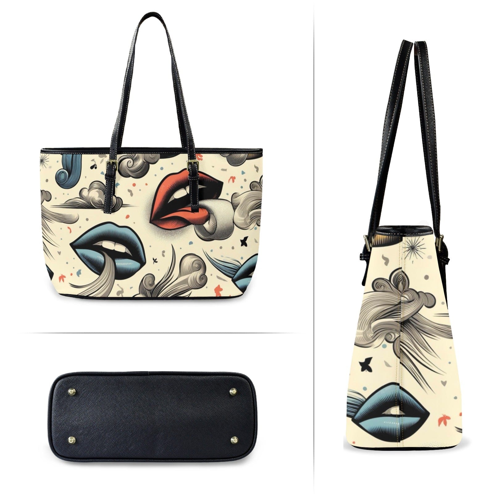 BOUJIE Leathery Tote Leather Tote Bag-L (F&B Printing) (1651)