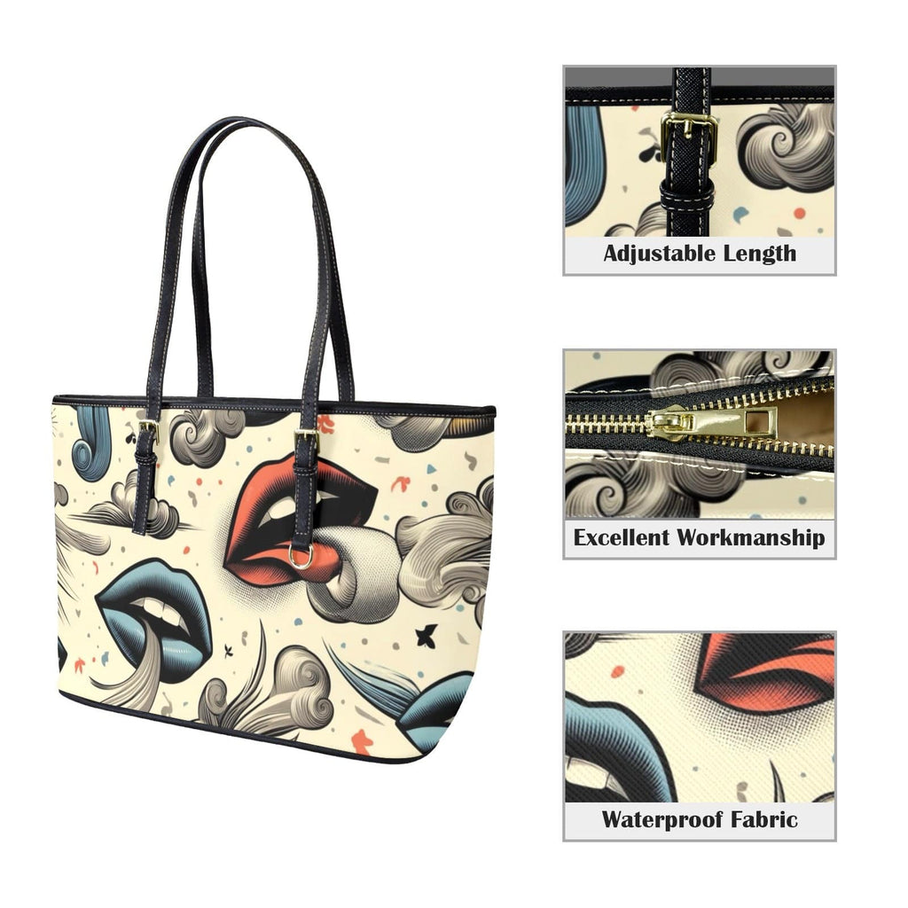 BOUJIE Leathery Tote Leather Tote Bag-L (F&B Printing) (1651)