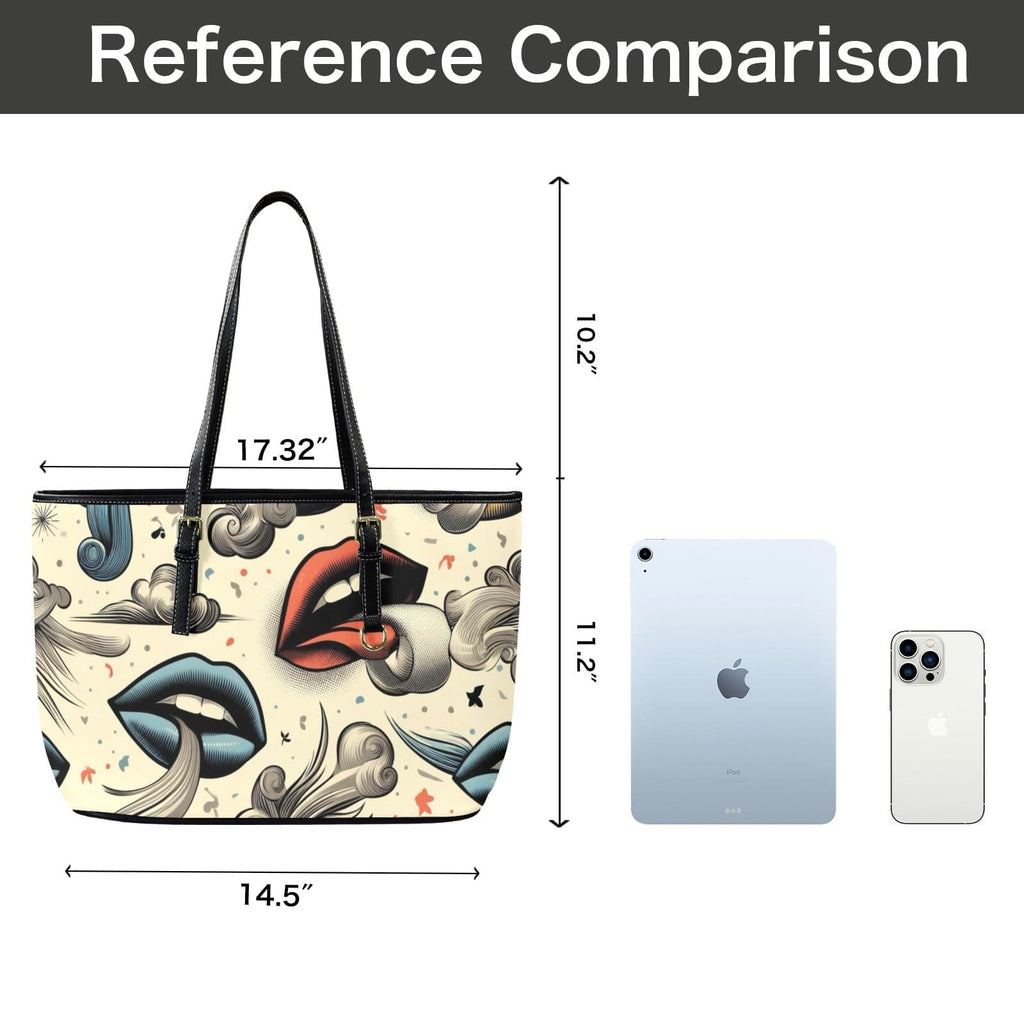 BOUJIE Leathery Tote Leather Tote Bag-L (F&B Printing) (1651)