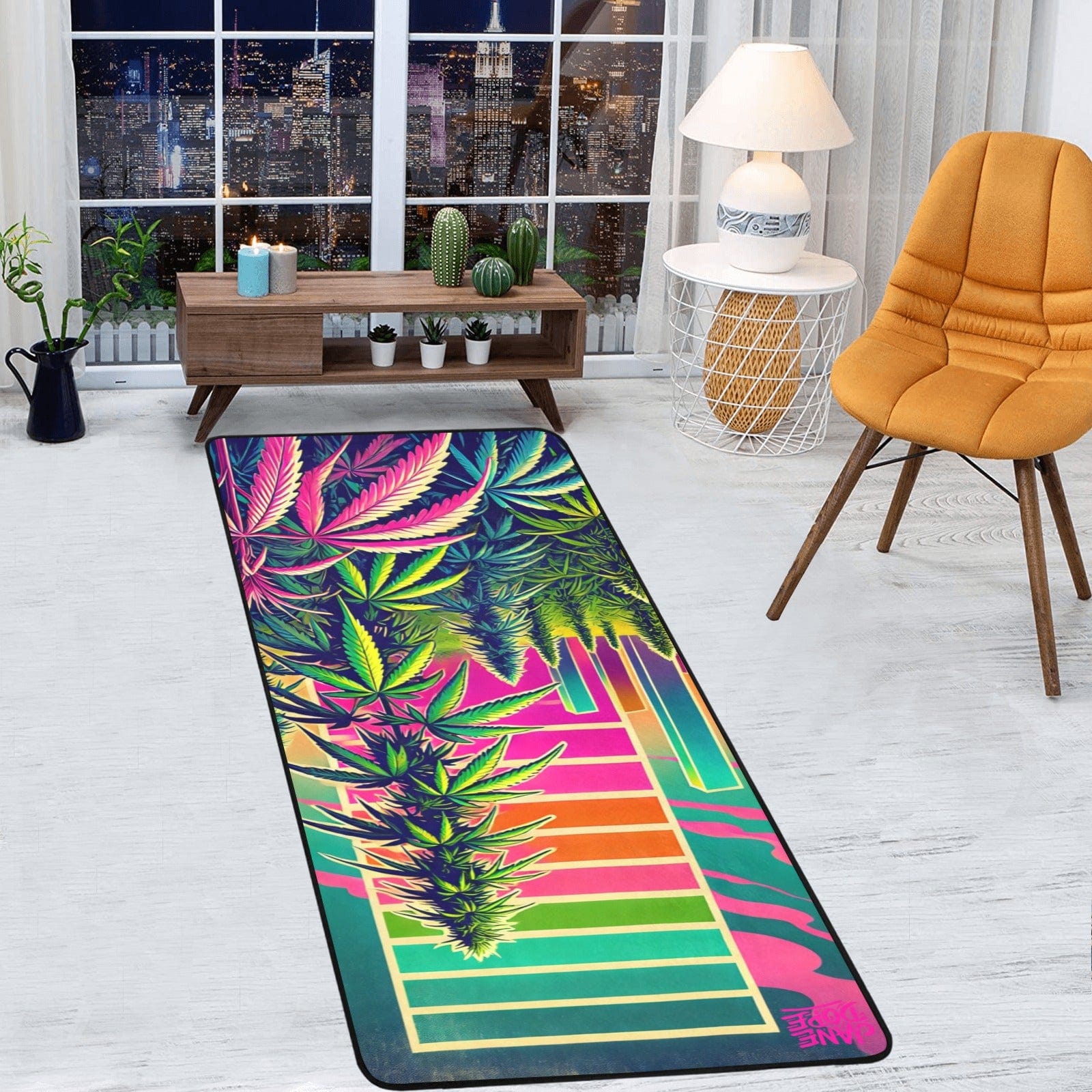 NEON LAMBO Area Rug 7'x3'3'' Rug-Black Binding 7'x3'3''