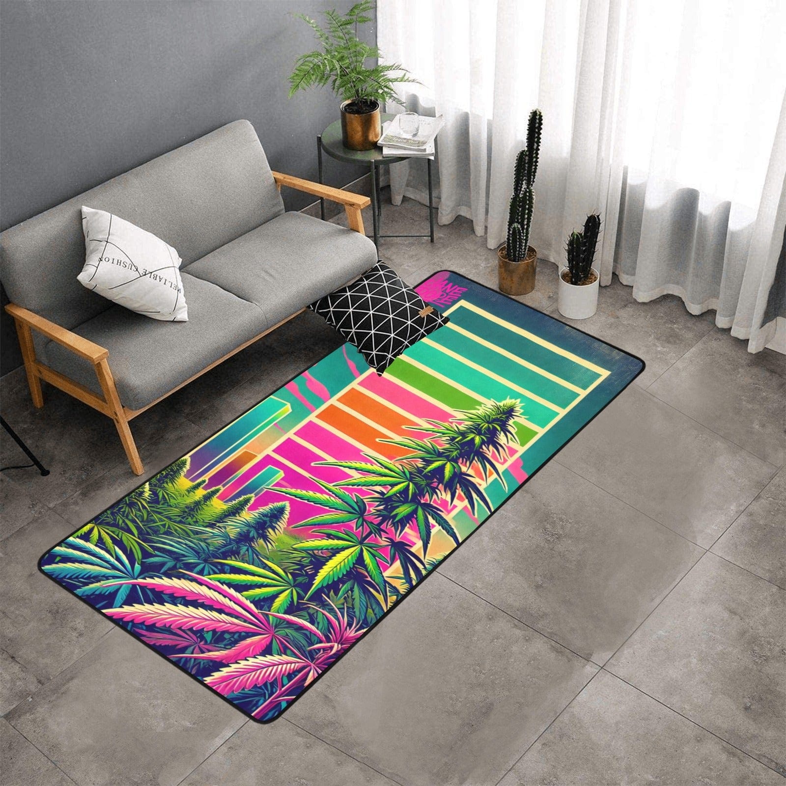 NEON LAMBO Area Rug 7'x3'3'' Rug-Black Binding 7'x3'3''