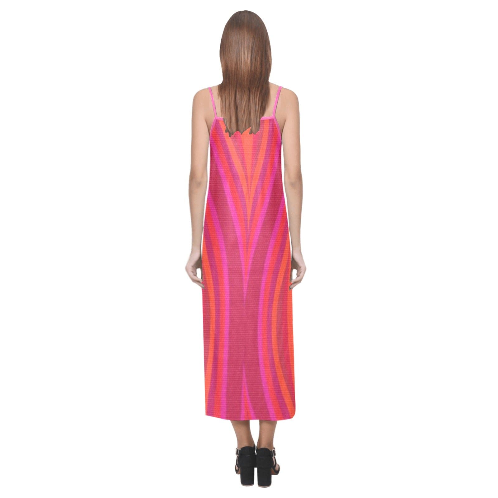 Pinks Silk Dress V-Neck Open Fork Long Dress( D18)