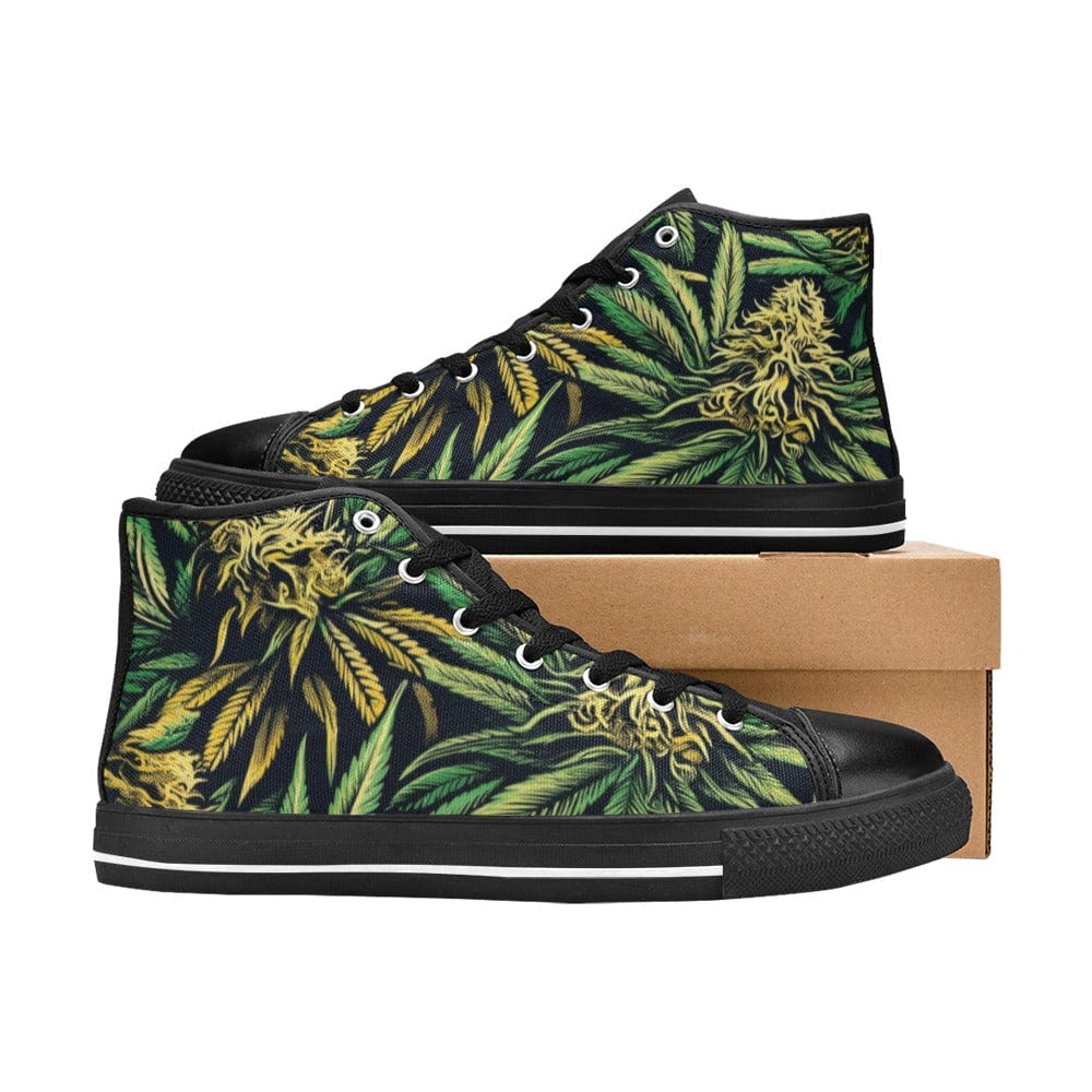 Big Buds Classic Black Tops Women's High Top Canvas Shoes (017)