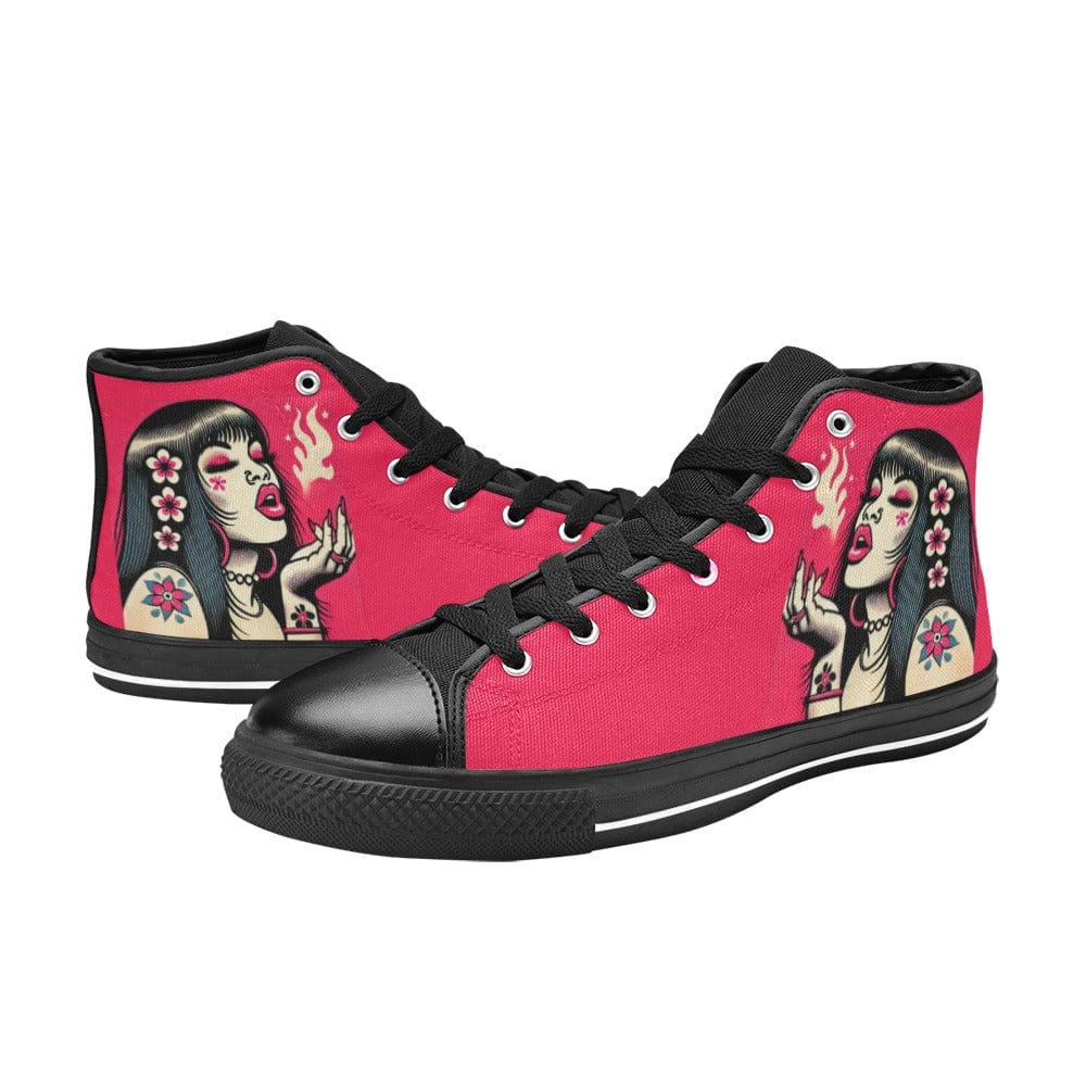 Pink Diesel High Tops Women's High Top Canvas Shoes (017)