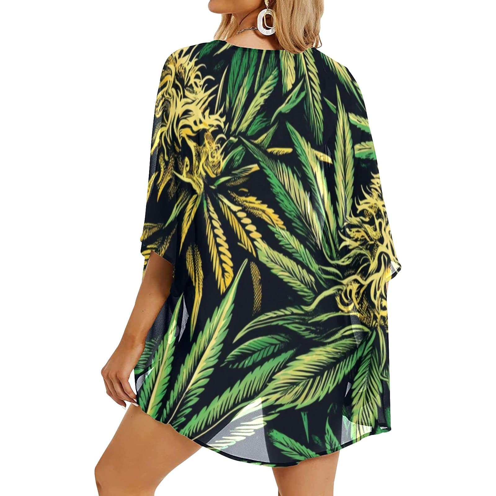 Big Buds Beach Cover Up Women's Kimono Chiffon Cover Up (H51)