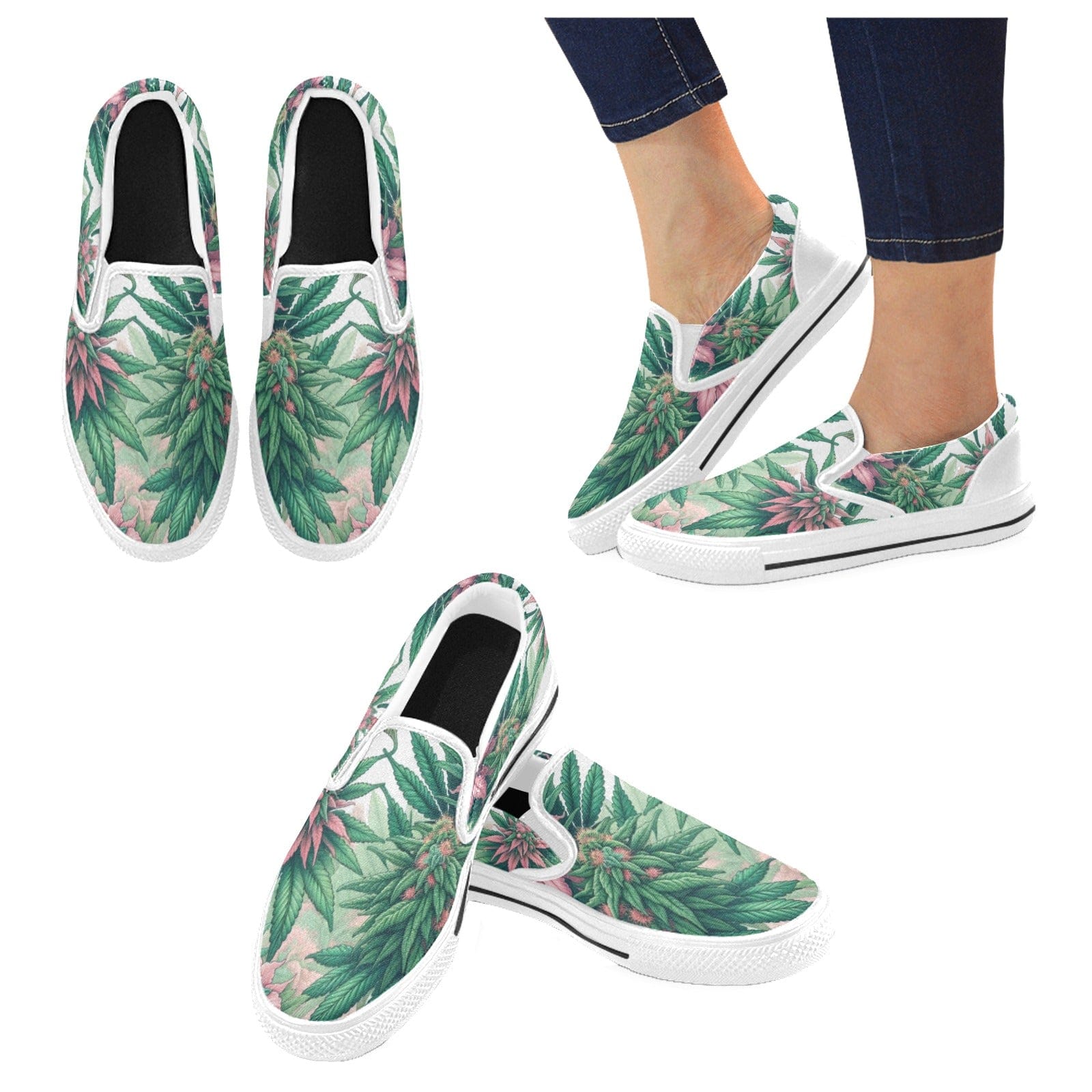 Pink Haze Skater Slip On Women's Unusual Slip-on Canvas Shoes (019)