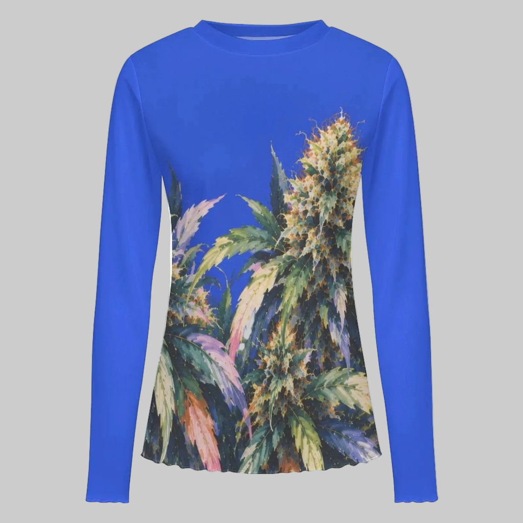Blue Mazar Mesh Long Sleeve Top Long Sleeve Mesh Top Artsadd