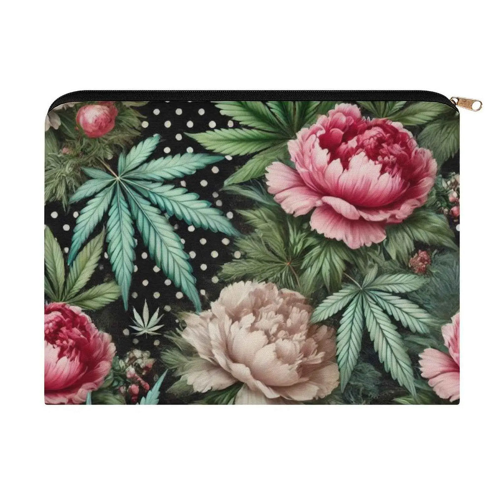 Jane Dope Pot & Peony Stash Pouch — floral cannabis print carry-all zip pouch