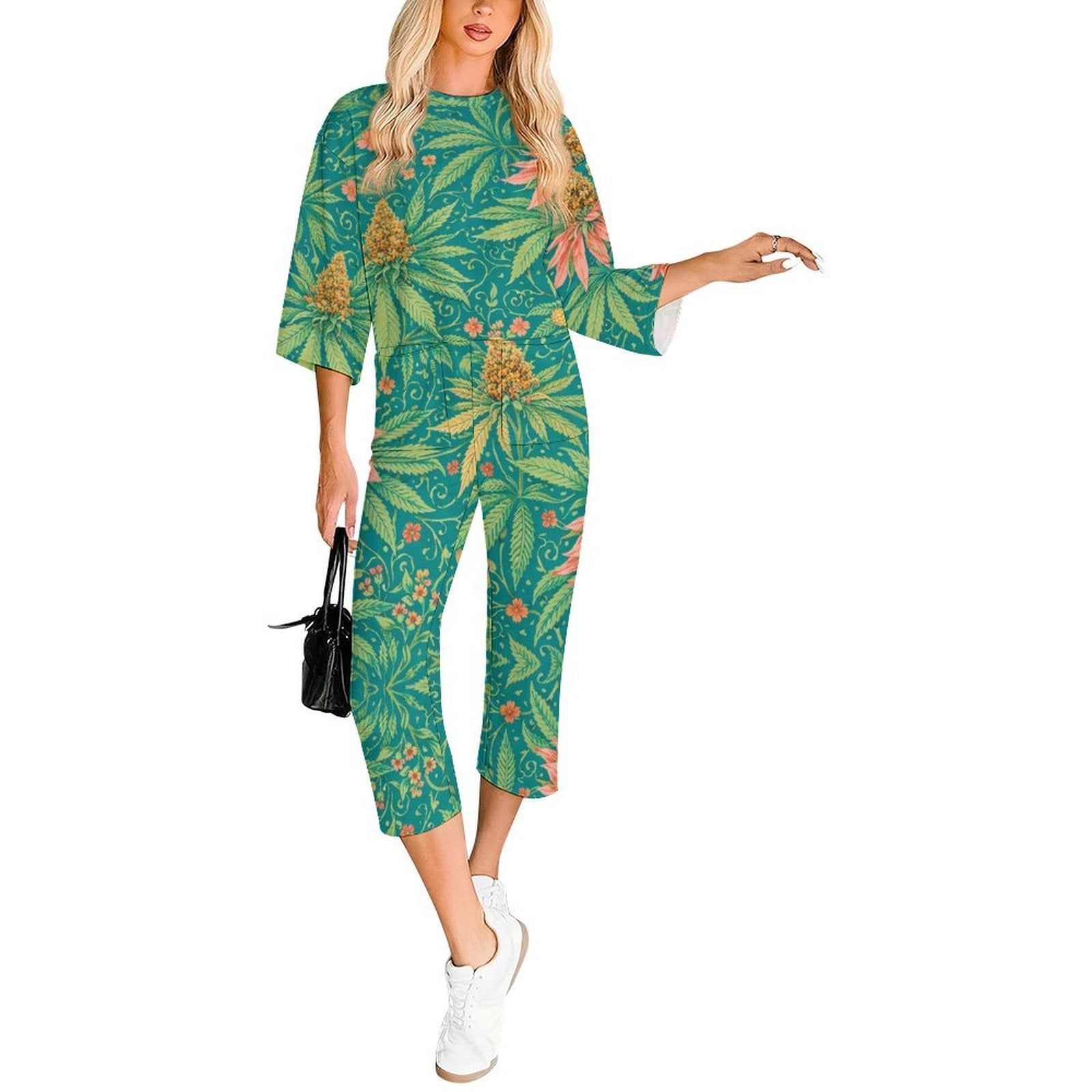 Kush 3/4 Sleeve Jumpsuit — white colourway flat lay