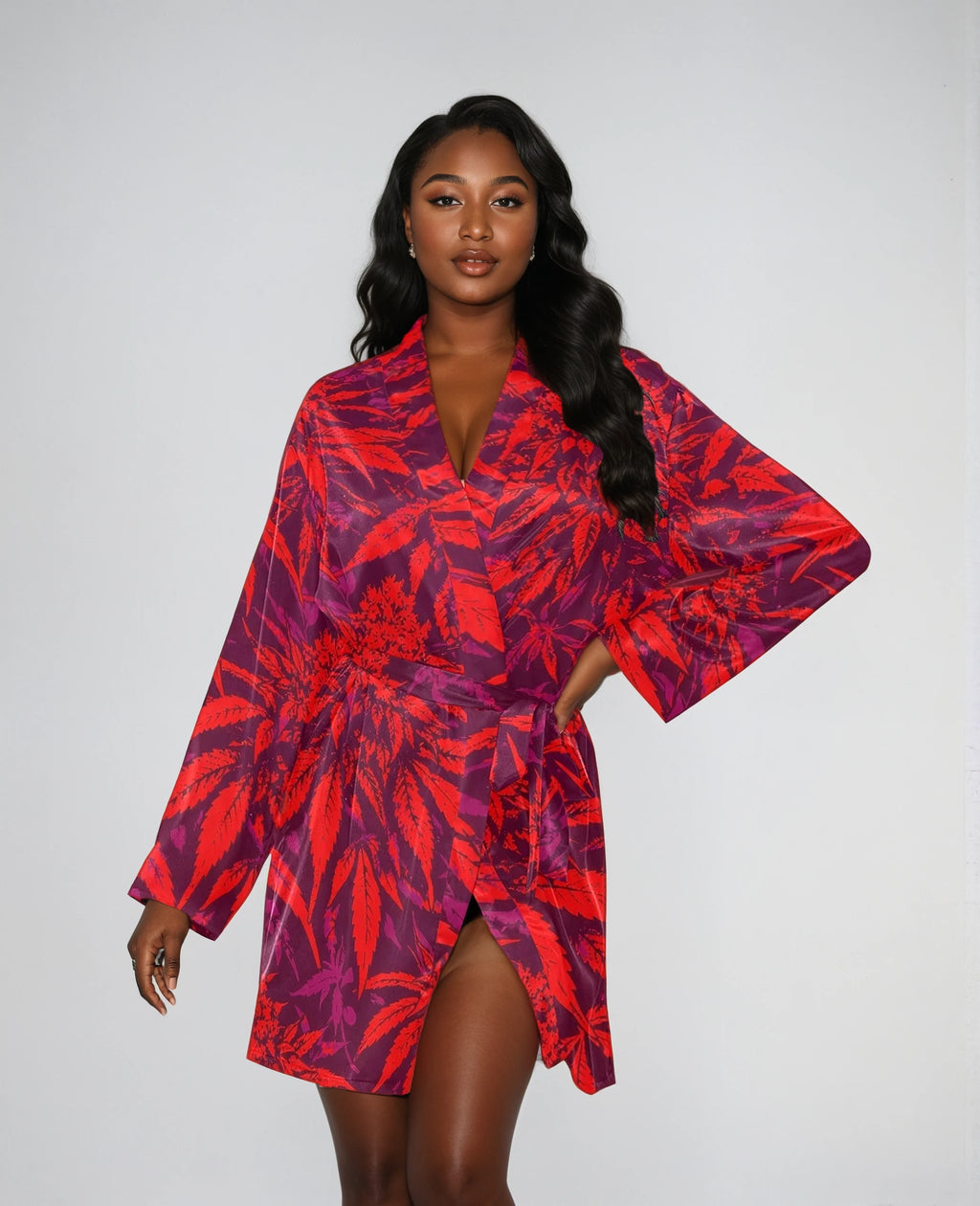 Electric Lettuce Satin Robe