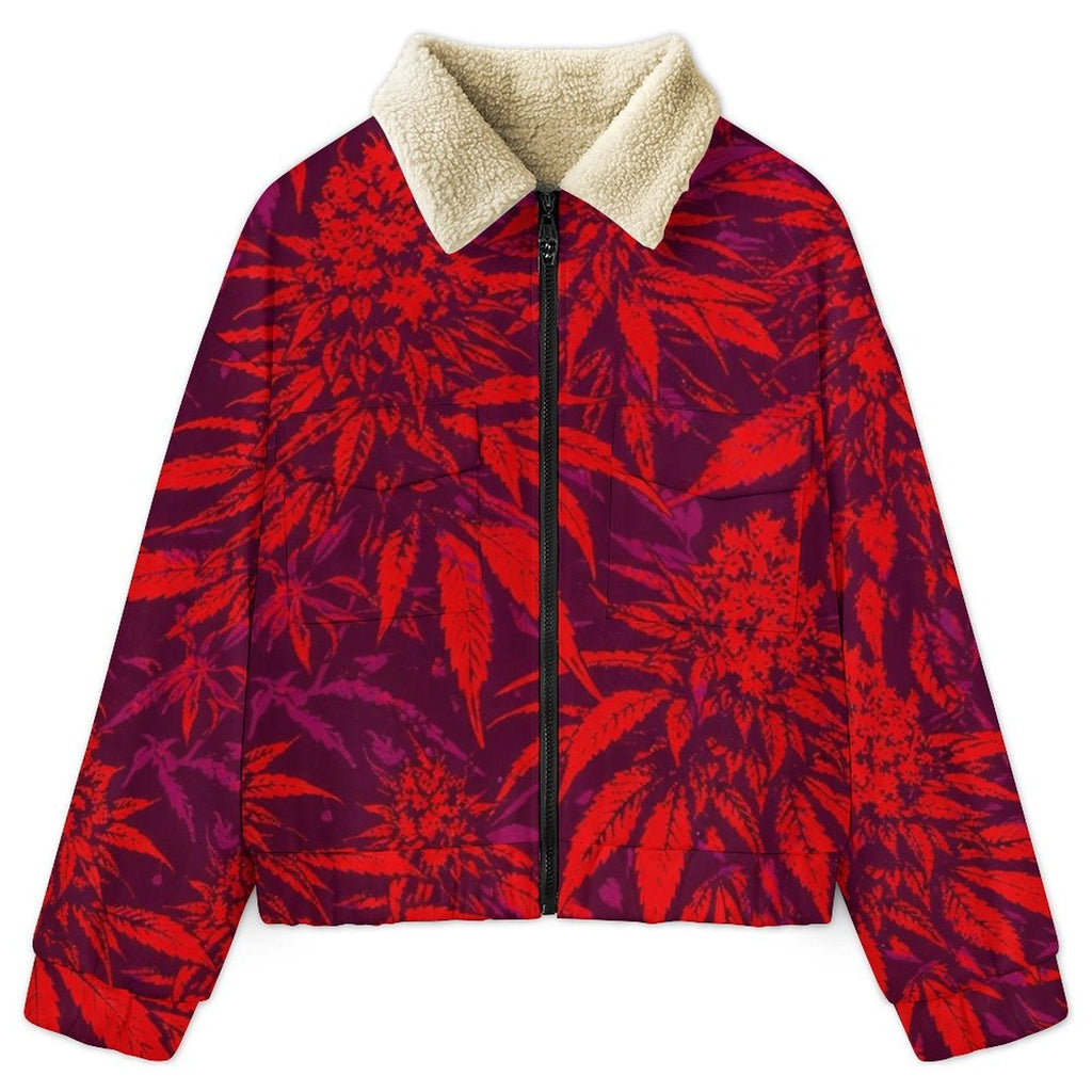 Electric Lettuce Patch Pocket Fleece Jacket — front flat lay
