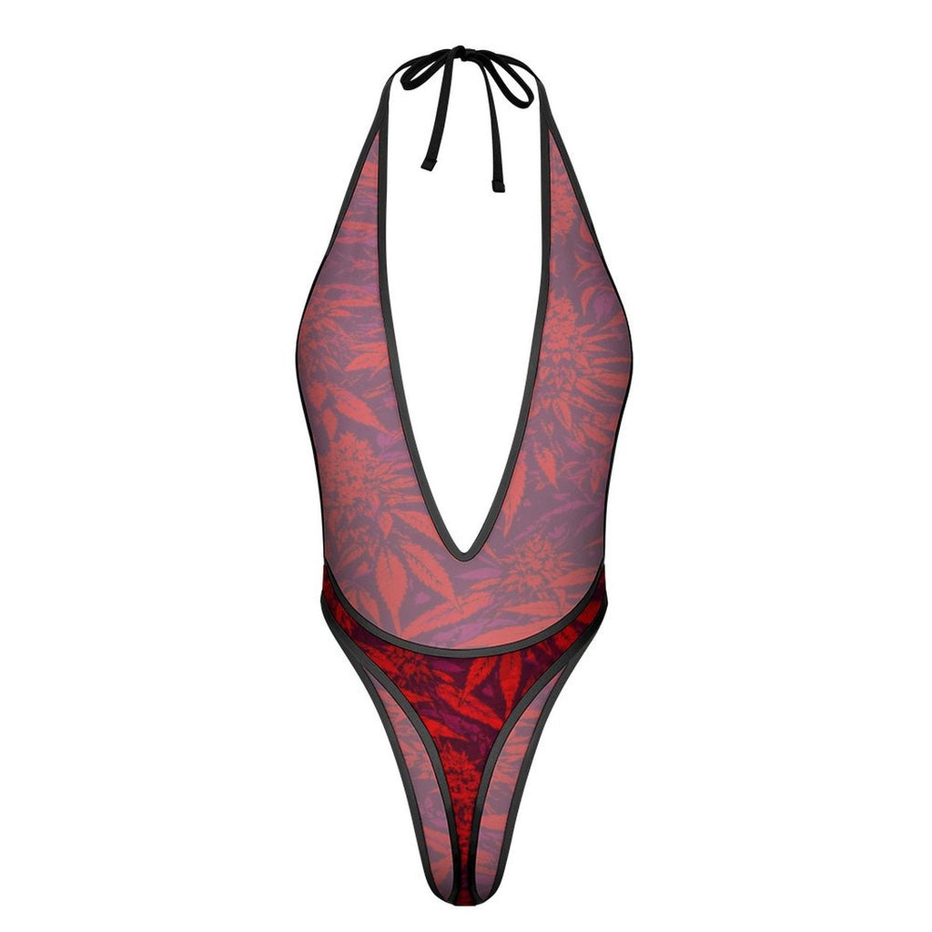 Electric Lettuce Sexy AF Thong Bodysuit — neckline detail close-up