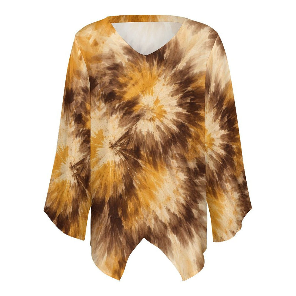 Tie Dye Chiffon Long-Sleeve Top