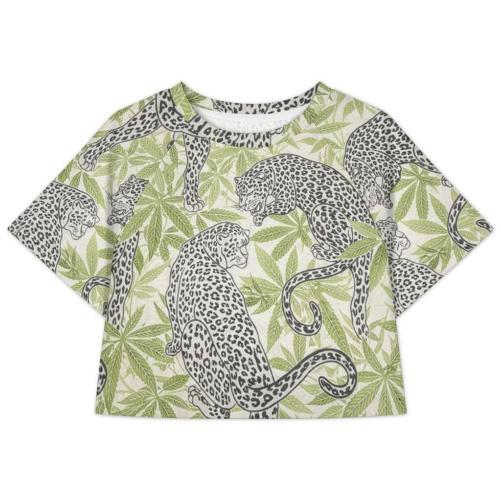 Leopard Cropped Raglan T-Shirt — front flat lay