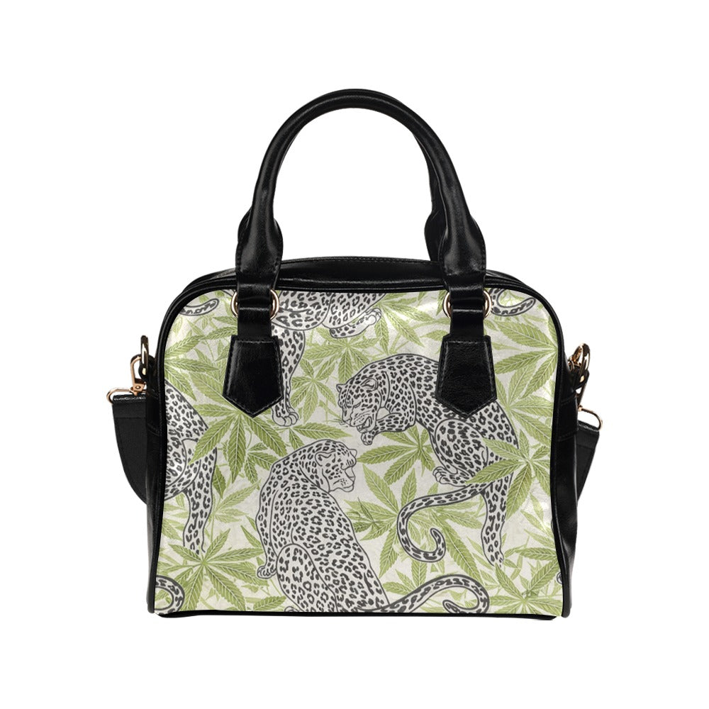 Jane Dope Leopard Leathery Purse — leopard print shoulder bag with structured silhouette