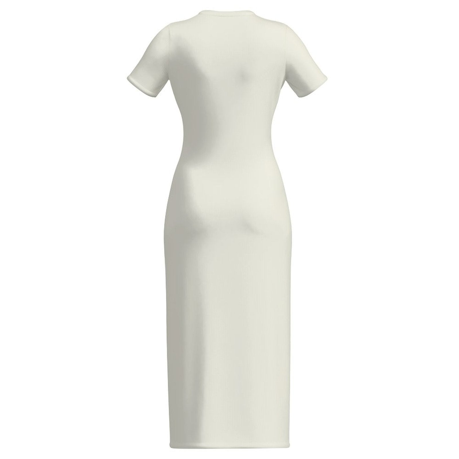 Floral print bodycon maxi dress, side view on model