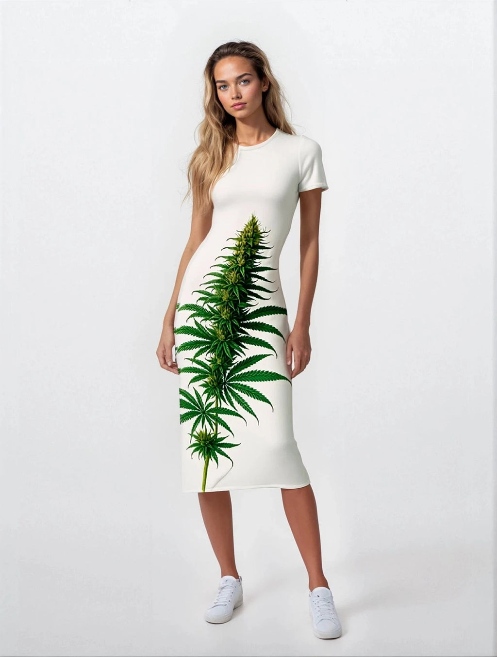 Floral print bodycon maxi dress, flat lay front
